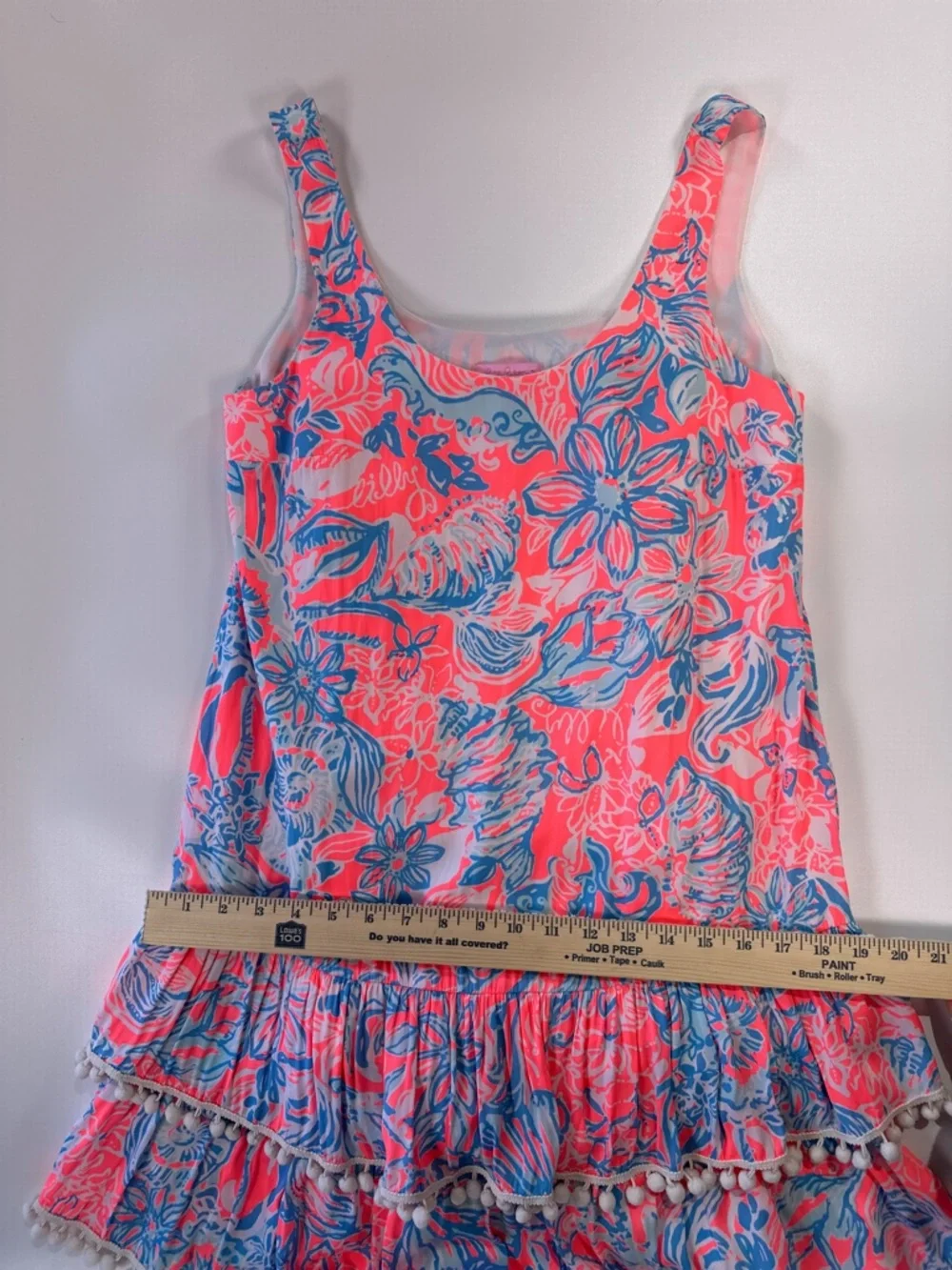 Lilly Pulitzer Women’s Nastashia Dress Coral Blue Ruffle Hem XS - Picture 12 of 14
